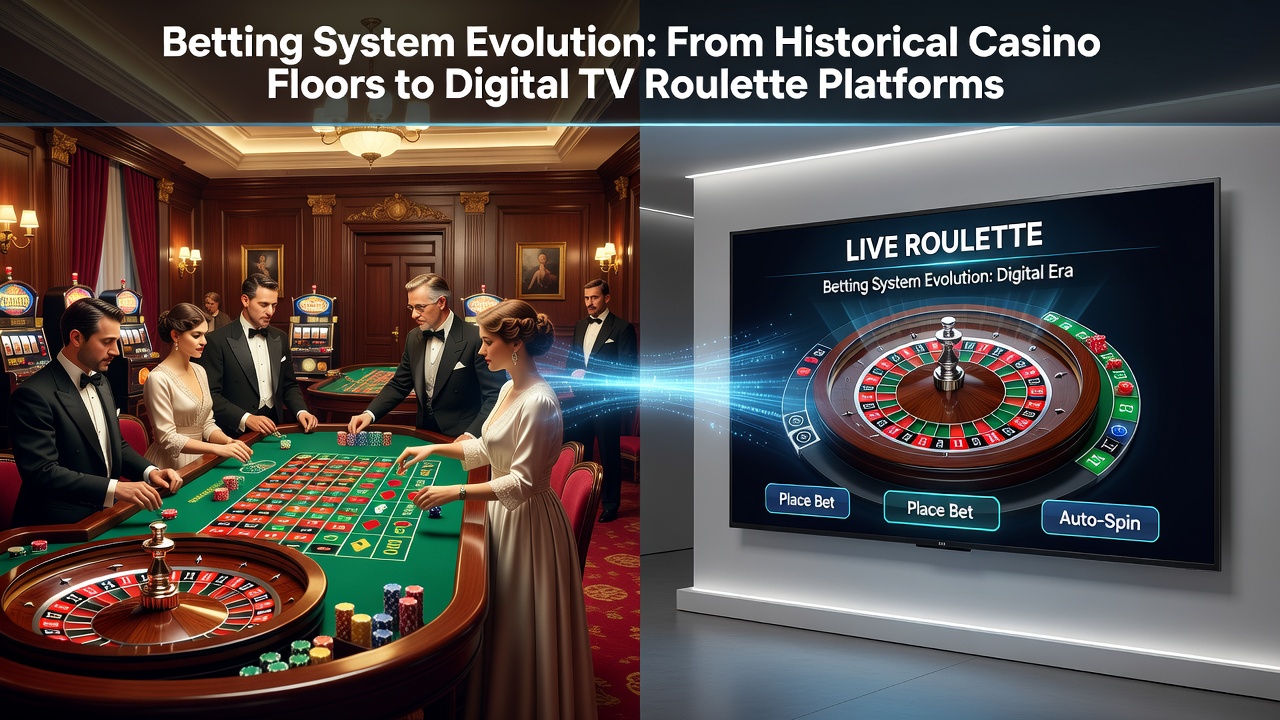 Modern digital TV roulette interface showing live wheel and betting options